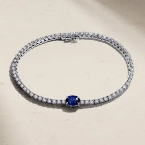 Celeste Sapphire and Diamond Tennis Bracelet