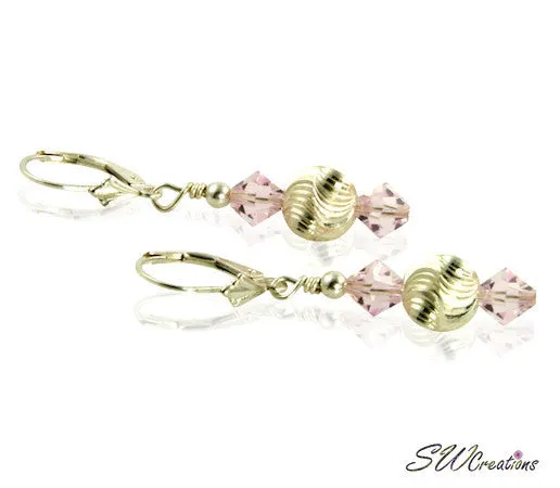 Champagne Rose Beaded Crystal Earrings