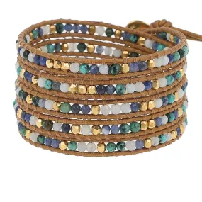 Chan Luu African Turq Mix Gold Wrap Bracelet