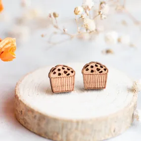 Chocolate Muffin Wood Earrings - ET15107