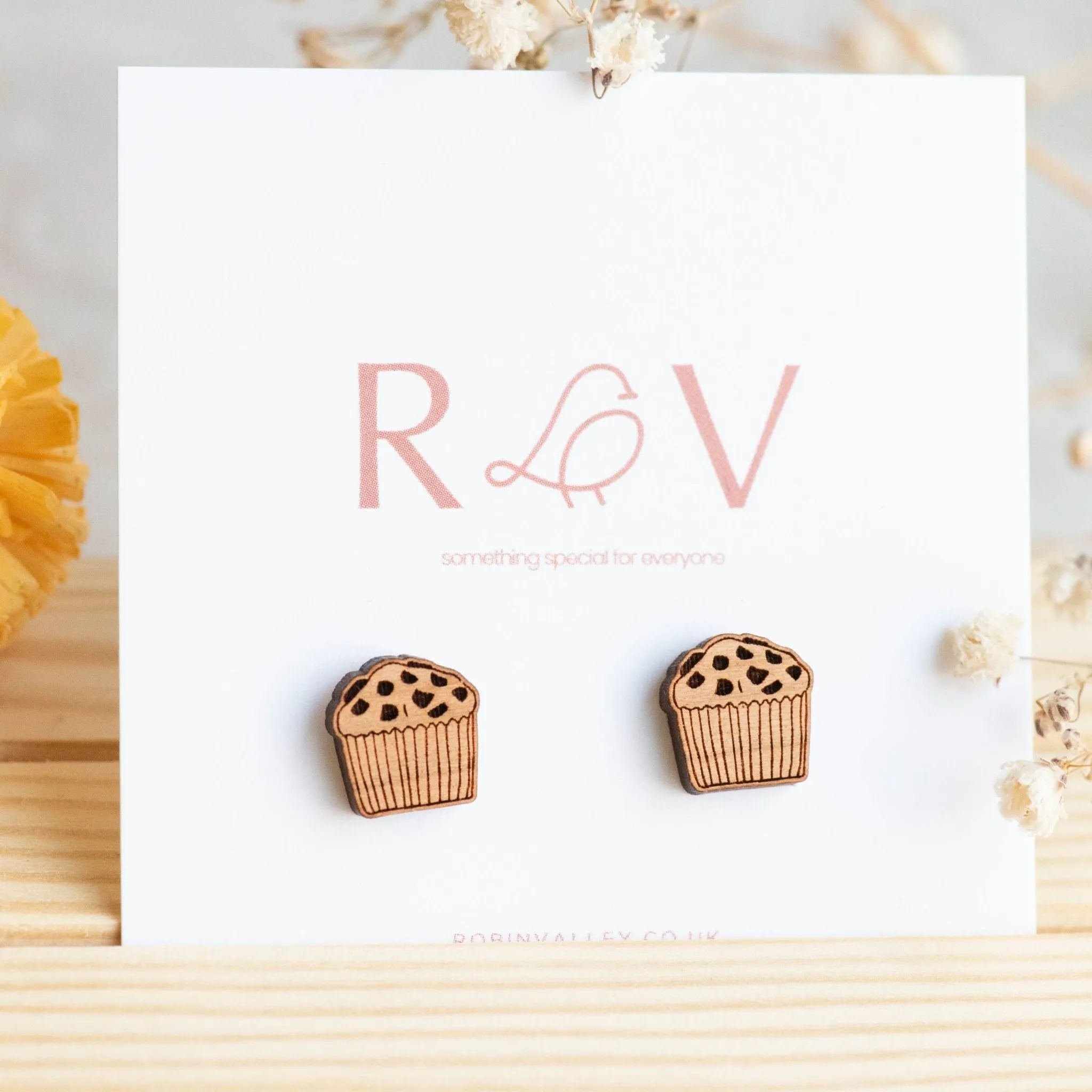 Chocolate Muffin Wood Earrings - ET15107