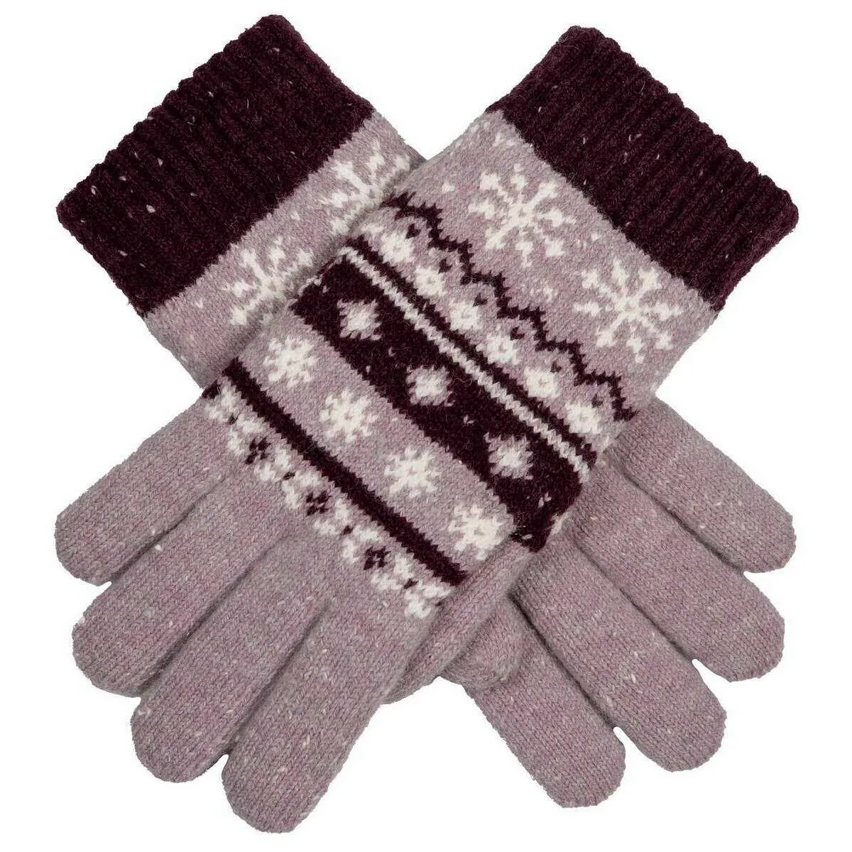 Dents Fair Isle Jacquard Design Knitted Gloves - Lilac