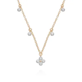 Diamant Blumen Chocker Halskette mit Anhägnsel in 9ct Rose Gold