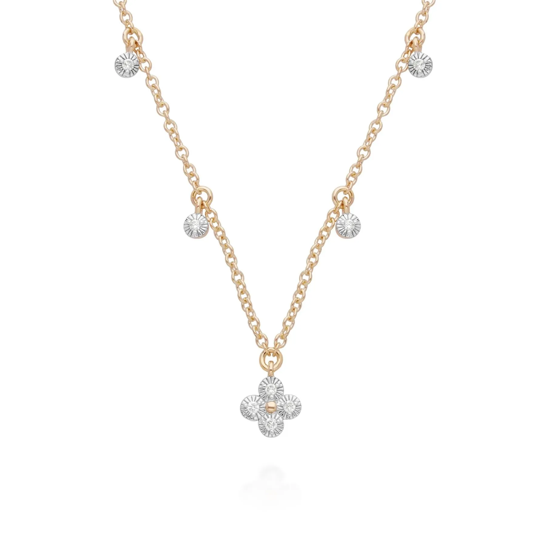 Diamant Blumen Chocker Halskette mit Anhägnsel in 9ct Rose Gold