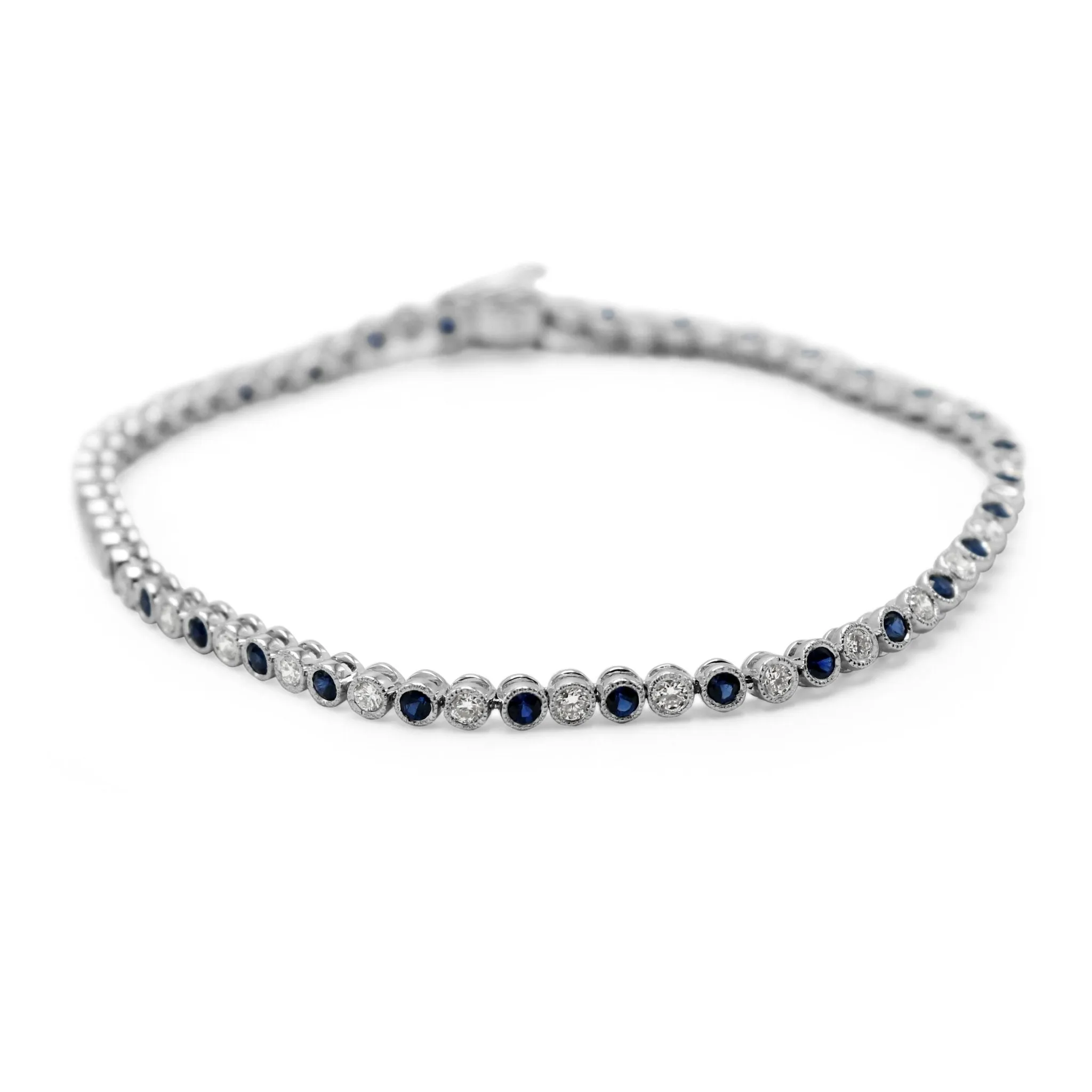 Diamond And Sapphire Bracelet - 18ct White Gold