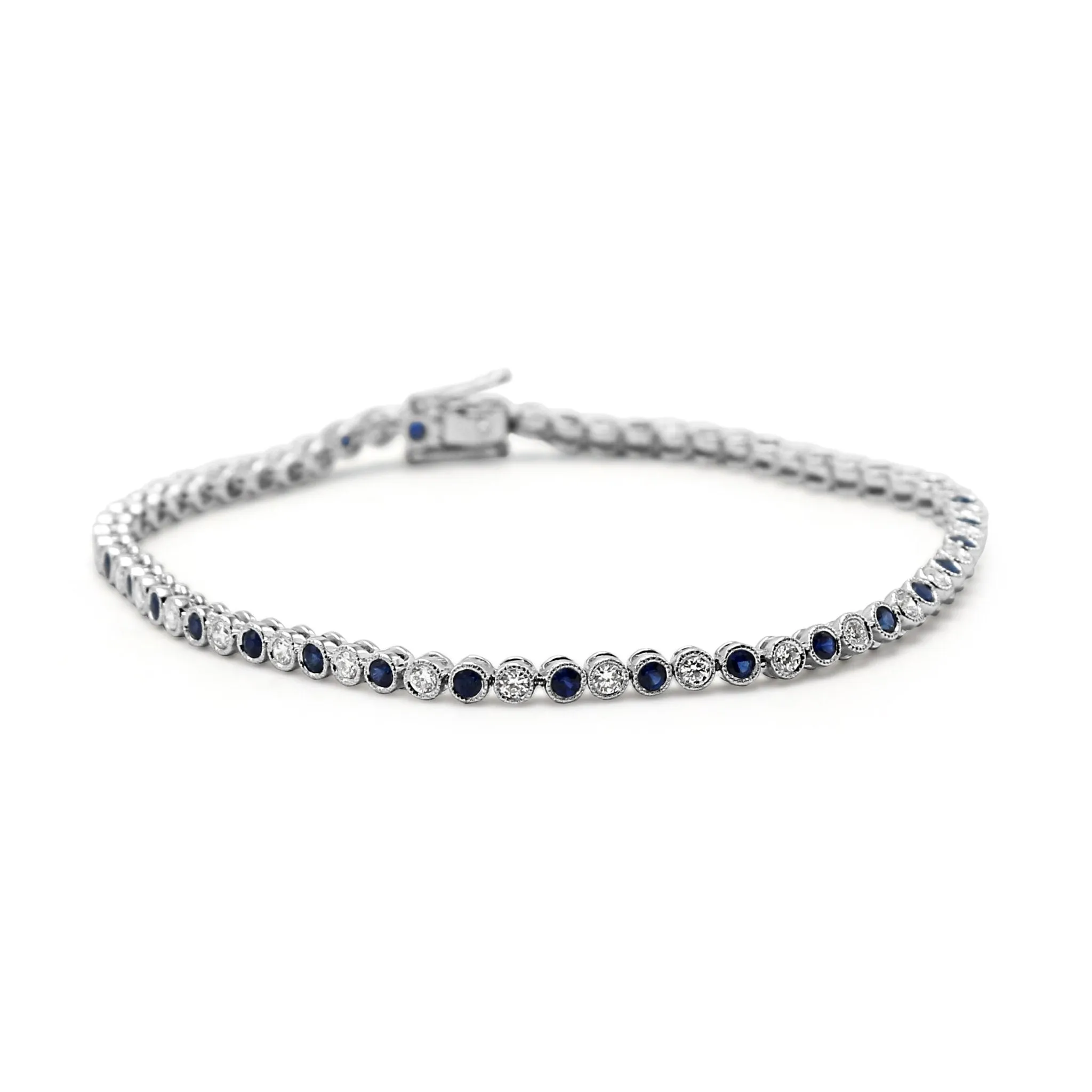 Diamond And Sapphire Bracelet - 18ct White Gold