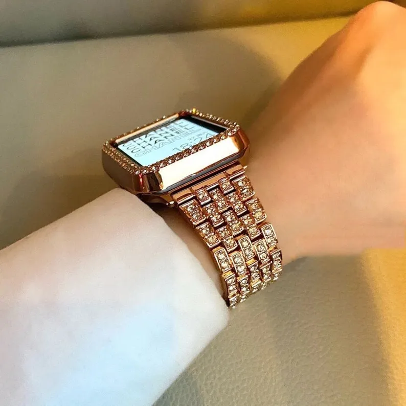 Diamond Gold Apple Watch Band, iwatch Band 38mm 40mm 42mm 44mm, Women Luxury Apple Watch Strap, Apple Watch Strap Series 6 5 4 3 2 1 SE