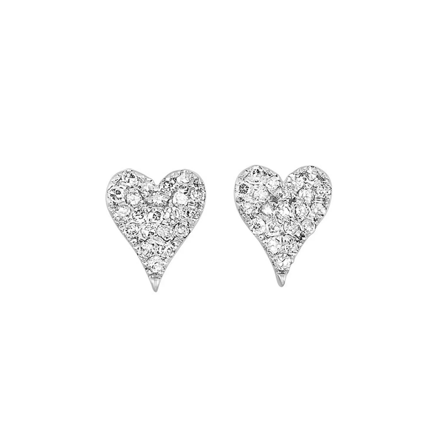 Diamond Heart Stud Earrings, 0.20cttw