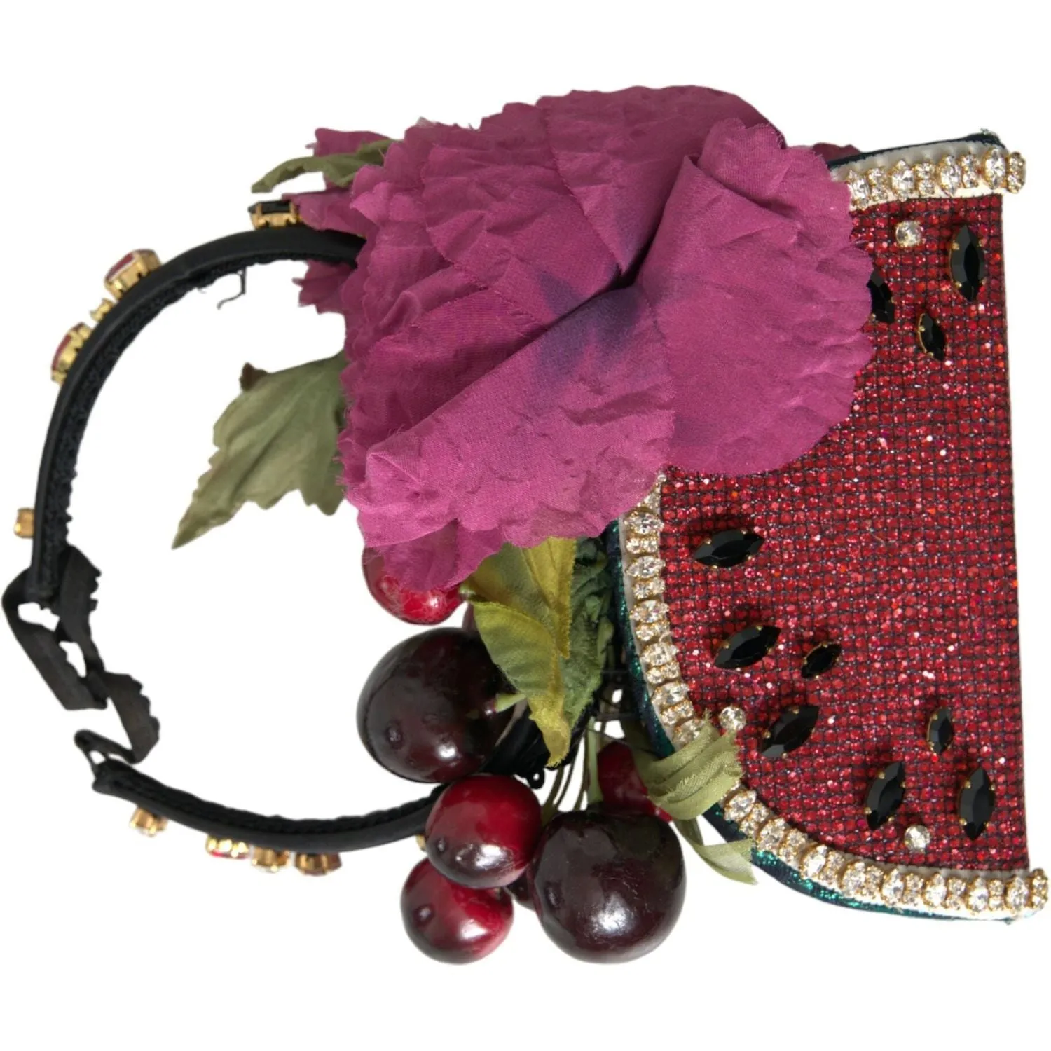 Dolce & Gabbana Red Watermelon Cherry Crystal Hairband Statement Diadem