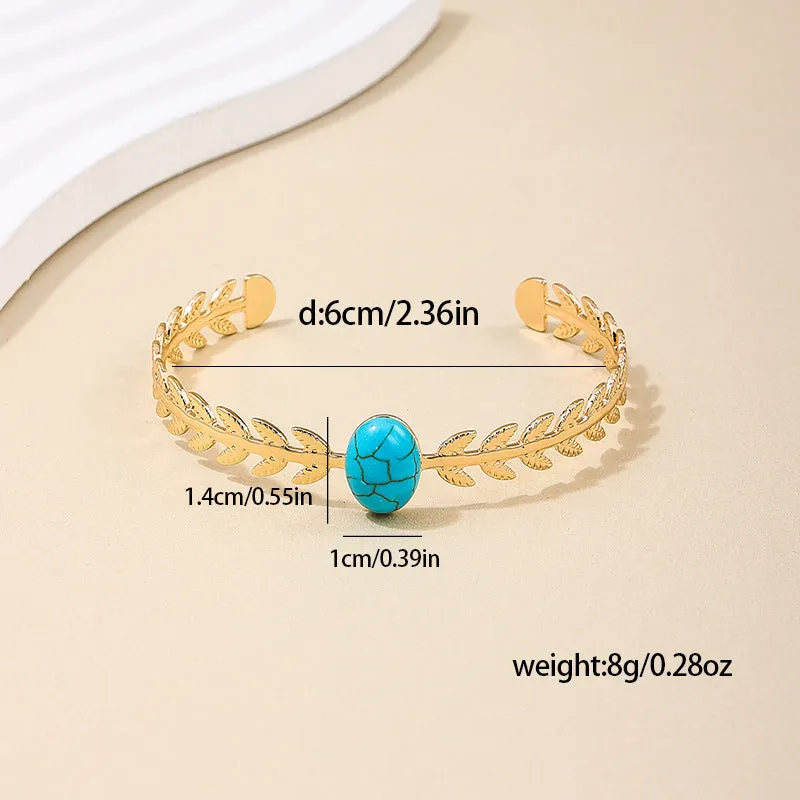 Elegant Turquoise Bracelet with Metal Jewelry Design, Inspired by Nature