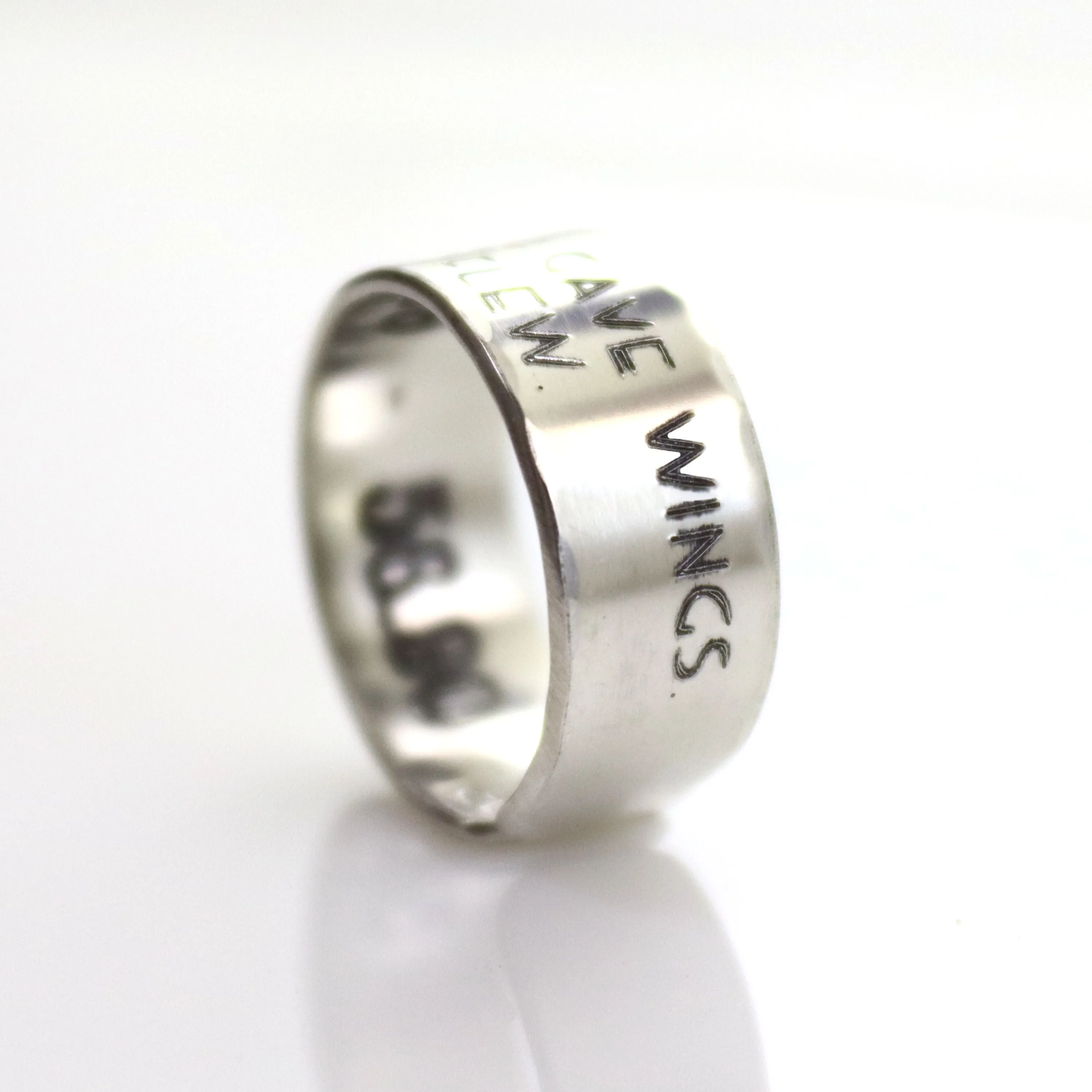 Engraved Sterling Silver Ring - To This One, God Gave Wings. Inspirational Jewelry