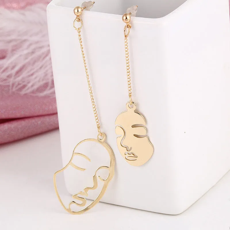 European & American Style Human Face Earrings - Electroplated Alloy