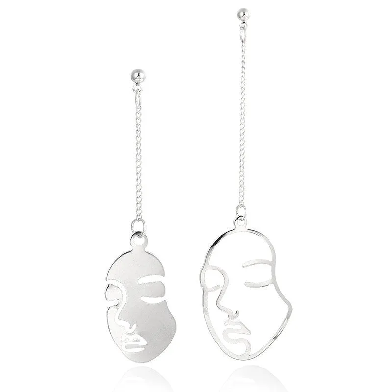 European & American Style Human Face Earrings - Electroplated Alloy