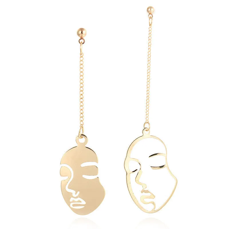 European & American Style Human Face Earrings - Electroplated Alloy