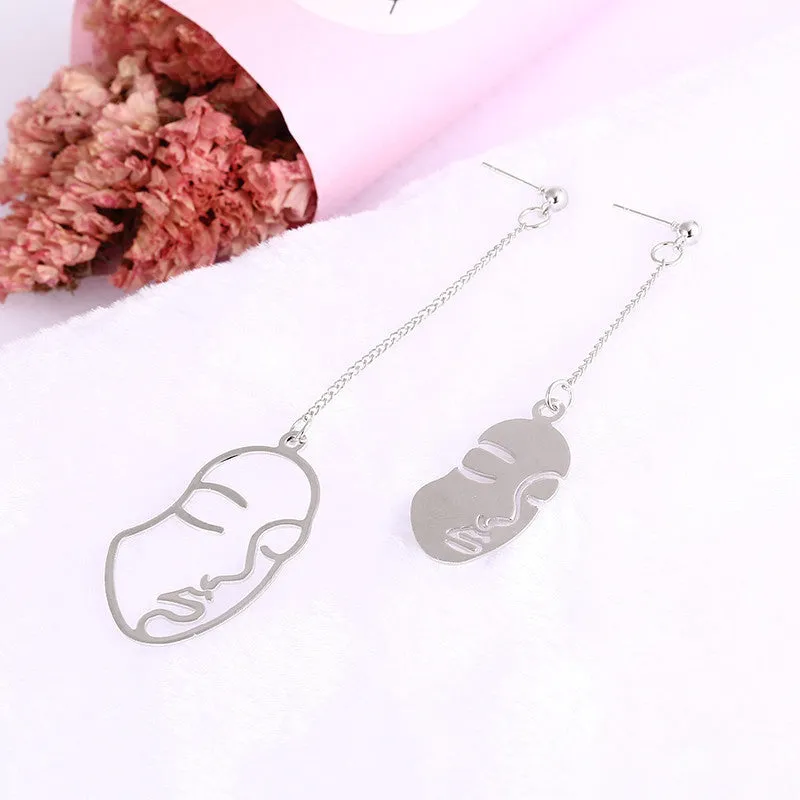 European & American Style Human Face Earrings - Electroplated Alloy