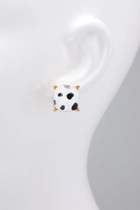 Faceted Earring Print Studs