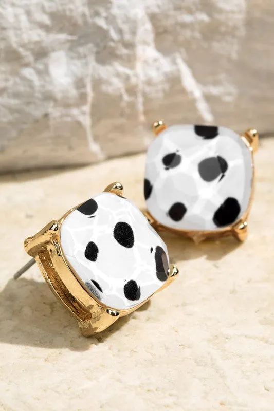 Faceted Earring Print Studs