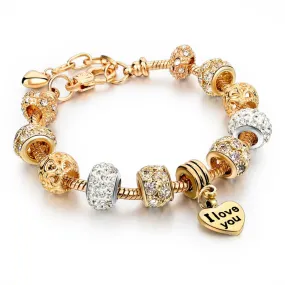 Famous Jewelry Gold Heart Charm Bracelets & Bangles Snake Chain Bracelets For Women Pulsera