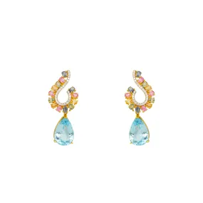 Fancy Sapphire and Topaz Earrings