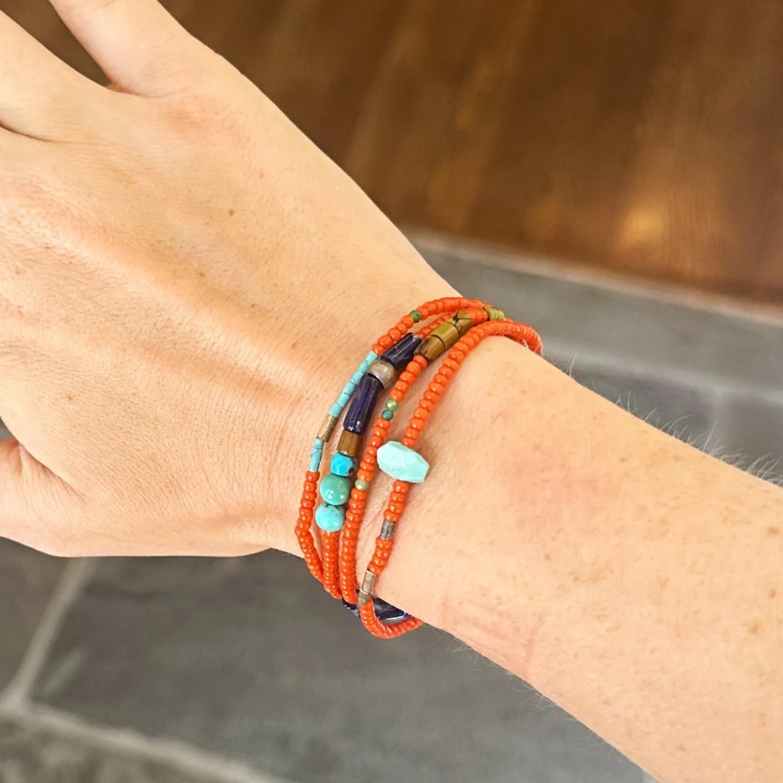 Gemstone Mix & Labradorite Quad Bracelet