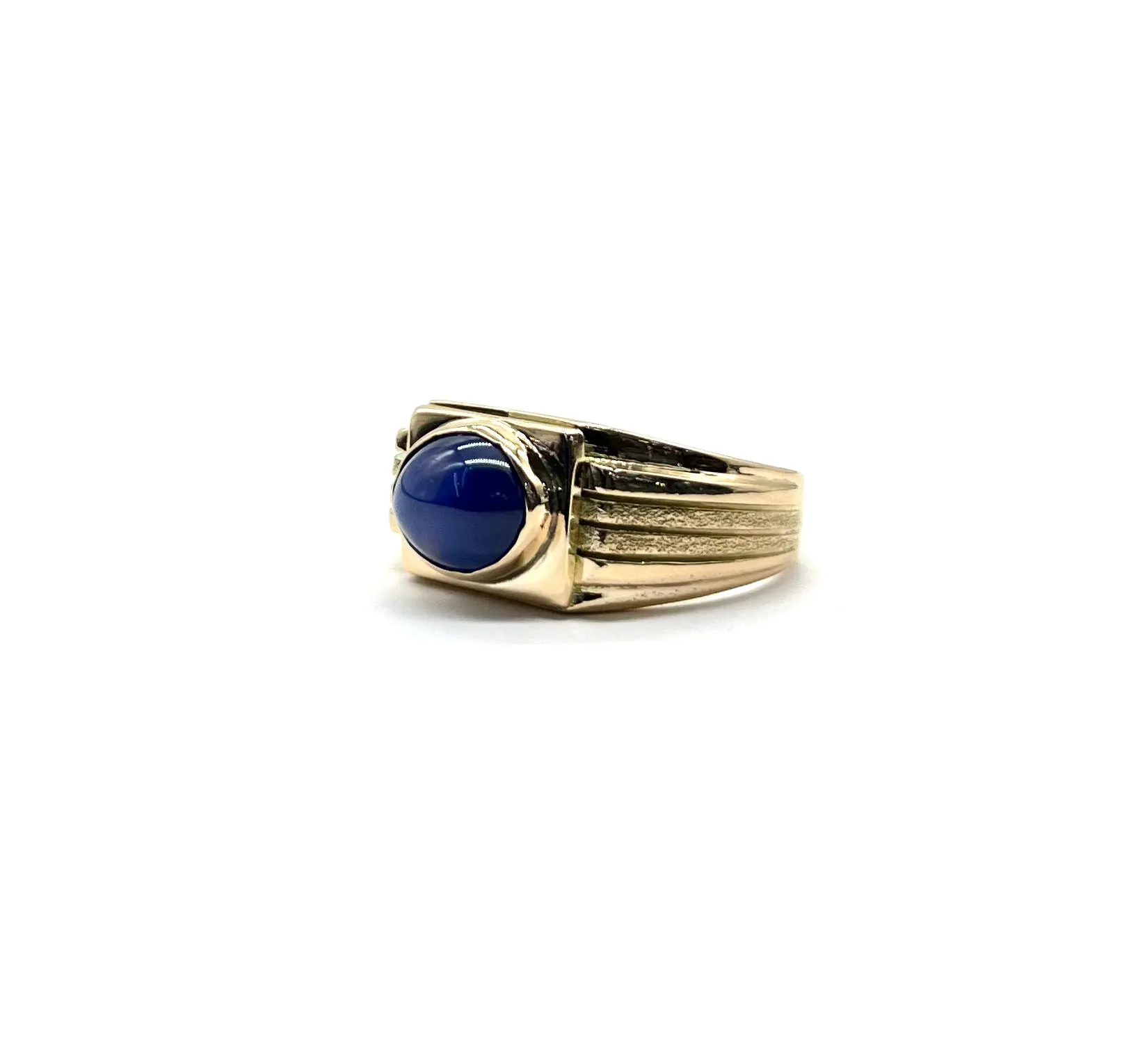 Gents 14k Yellow Gold Blue Star Sapphire Ring