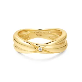 Gold Cross Double Ring