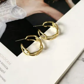 Gold Cuban Hoop Earrings