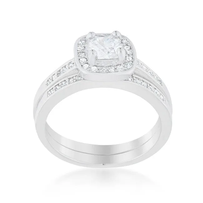 Grable Cushion Halo Engagement Wedding Ring Set | 1.5ct