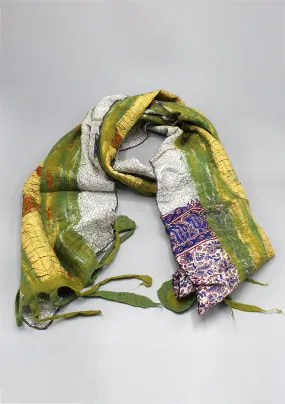 Green and Yellow Eco Friendly Felt Wool Scarf