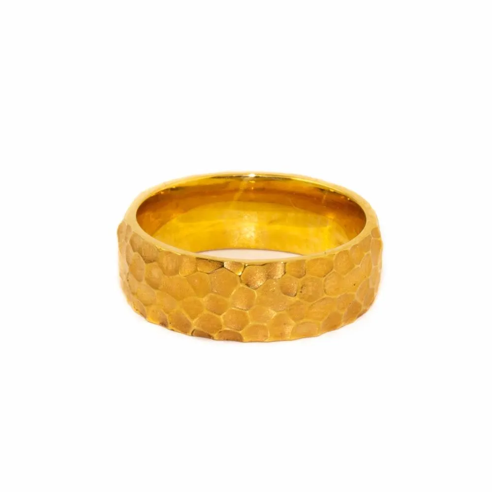 Hammered X Yellow Wedding Band