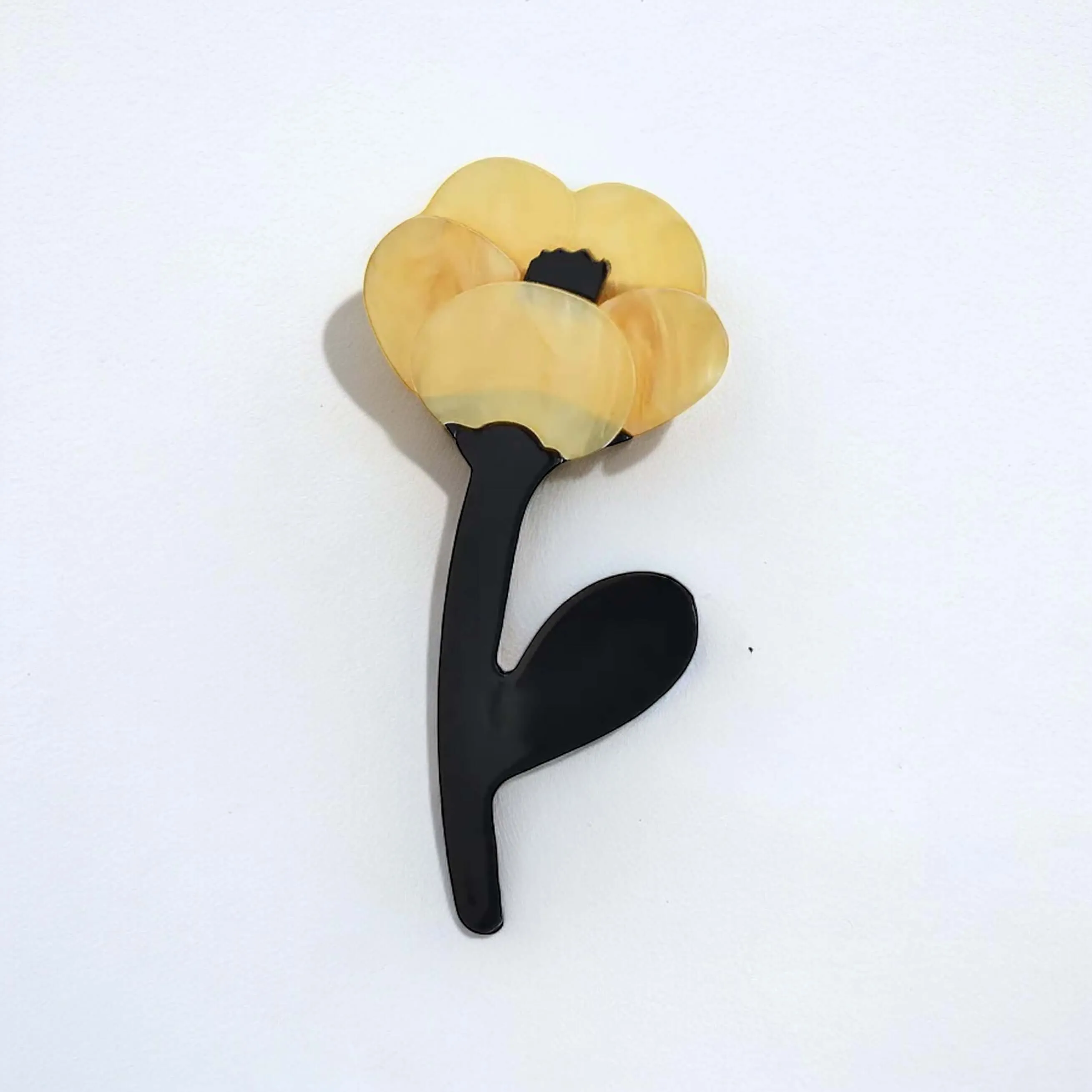 Handmade Acrylic Art Brooch - The Art Deco Yellow Flower