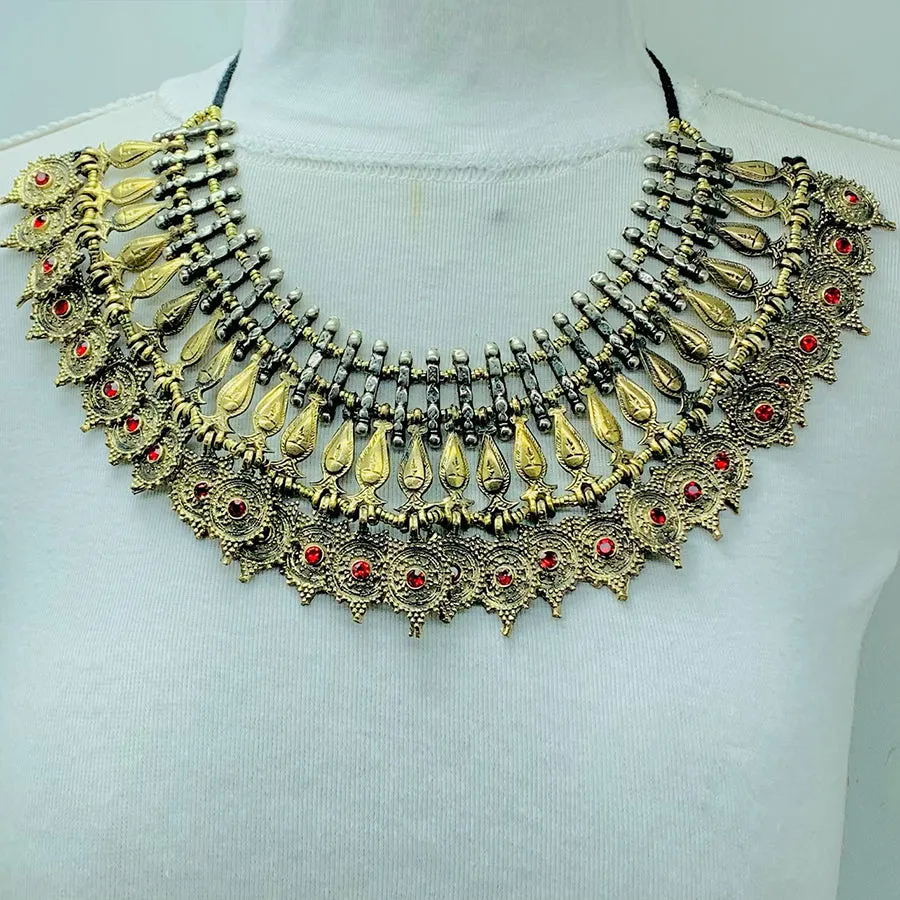 Handmade Golden Tone Tribal Choker Necklace