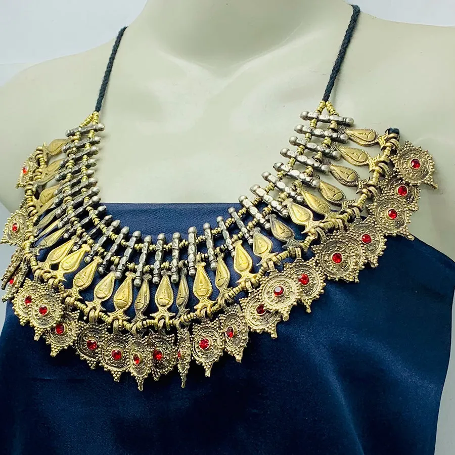 Handmade Golden Tone Tribal Choker Necklace