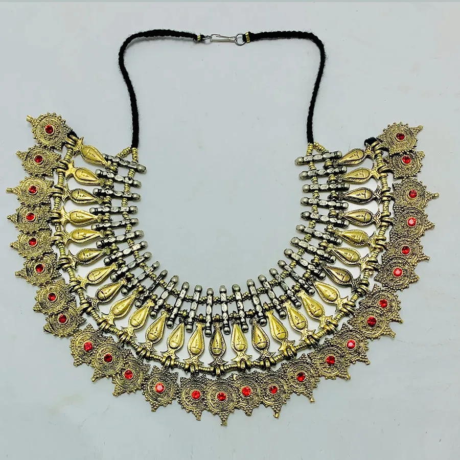 Handmade Golden Tone Tribal Choker Necklace