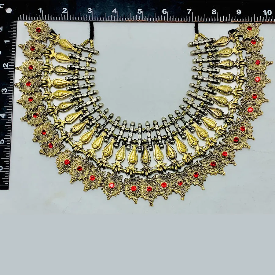 Handmade Golden Tone Tribal Choker Necklace