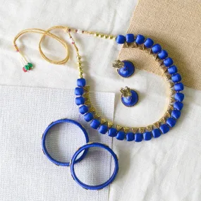 Handmade Royal Blue Silk Thread Choker Set