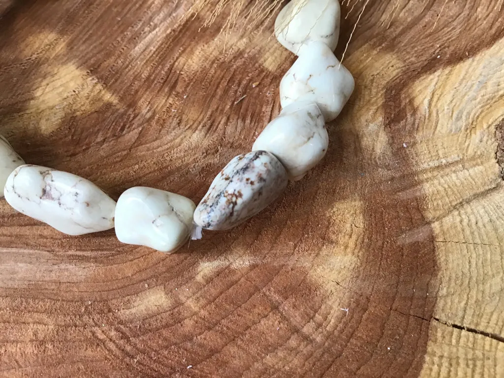 Handmade White Turquoise Nugget Stretch Bracelet