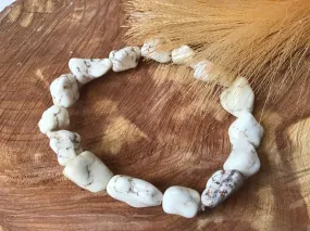 Handmade White Turquoise Nugget Stretch Bracelet