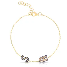 Helium Enamel Outline Multiple Initials Bracelet