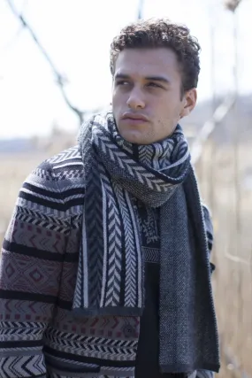 Herringbone Stripe Turtleneck Knitted Scarf