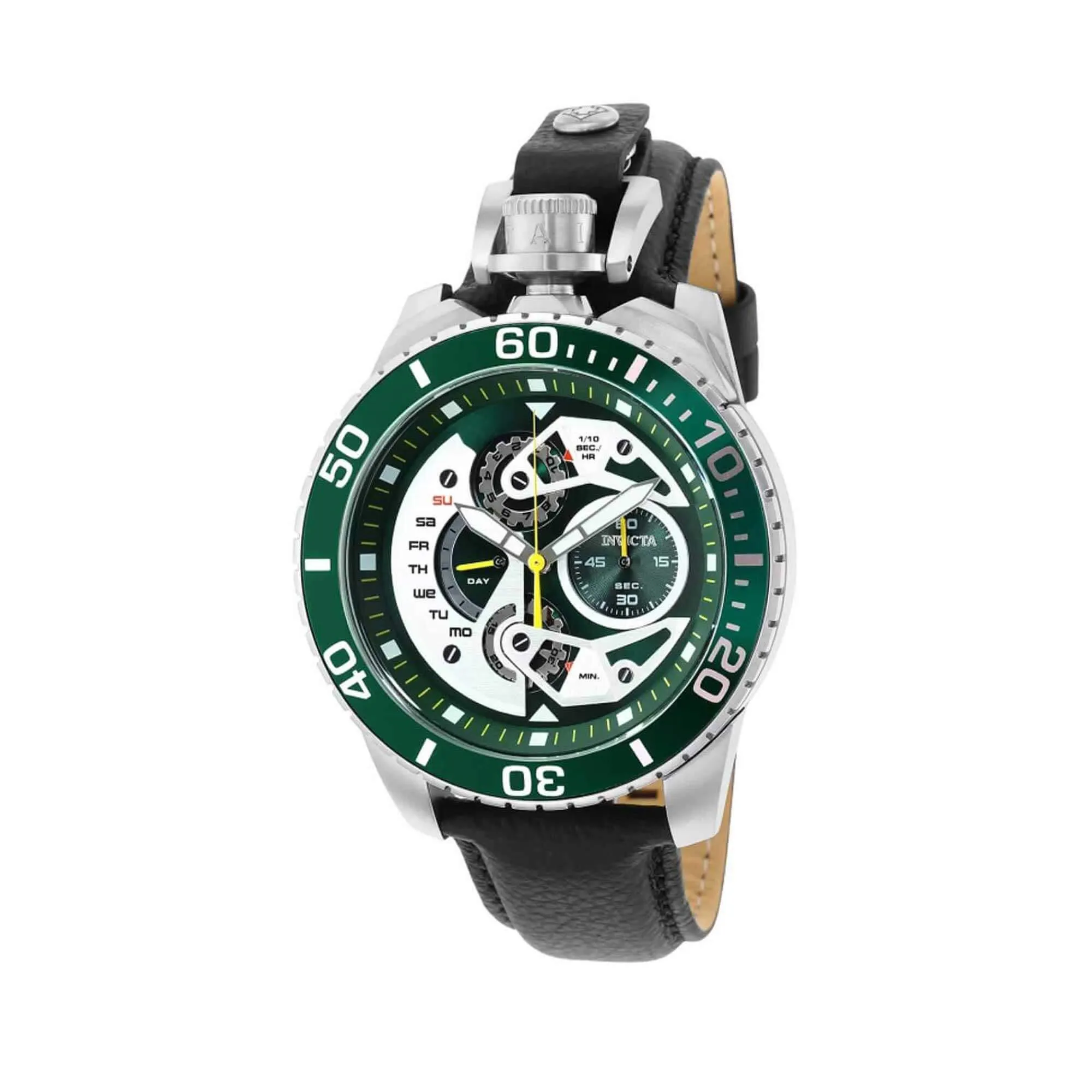 Invicta Men's Chronograph Pocket Watch - Pro Diver Silver Tone and Green Dial | 35438