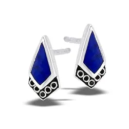 Lapis Diamond Filigree Silver Stud