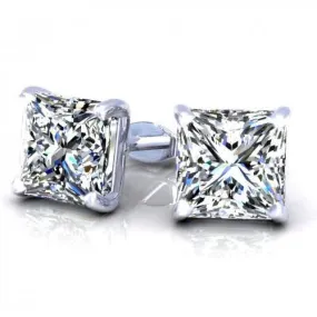 Low cost 0.50CT Round Cut Diamond Stud Earrings in 14KT White Gold