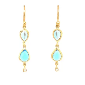 Marika Diamond, Blue Topaz & 14k Gold Earrings - M8021