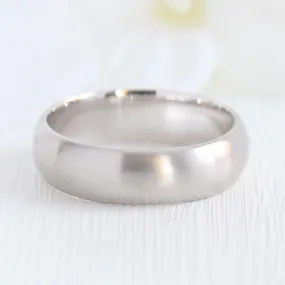 Matte Domed Wedding Band 6mm in White Gold Men’s Comfort Fit Ring