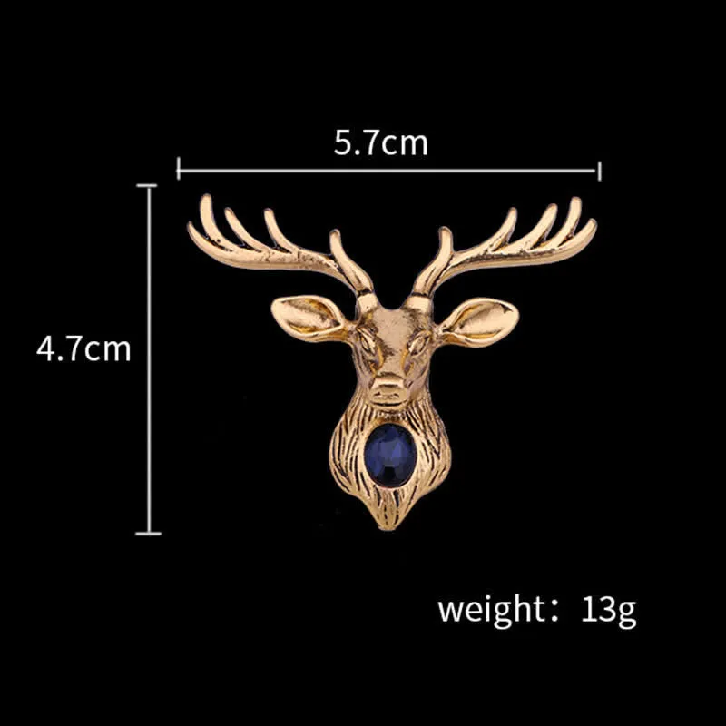 Men's Majestic Blue Gem Deer Brooch