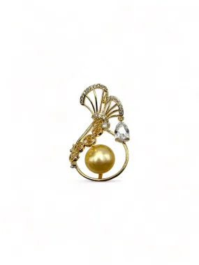 MONEY BAG BROOCH IN MICRON SETTING WITH GOLDEN EDISON PEARL