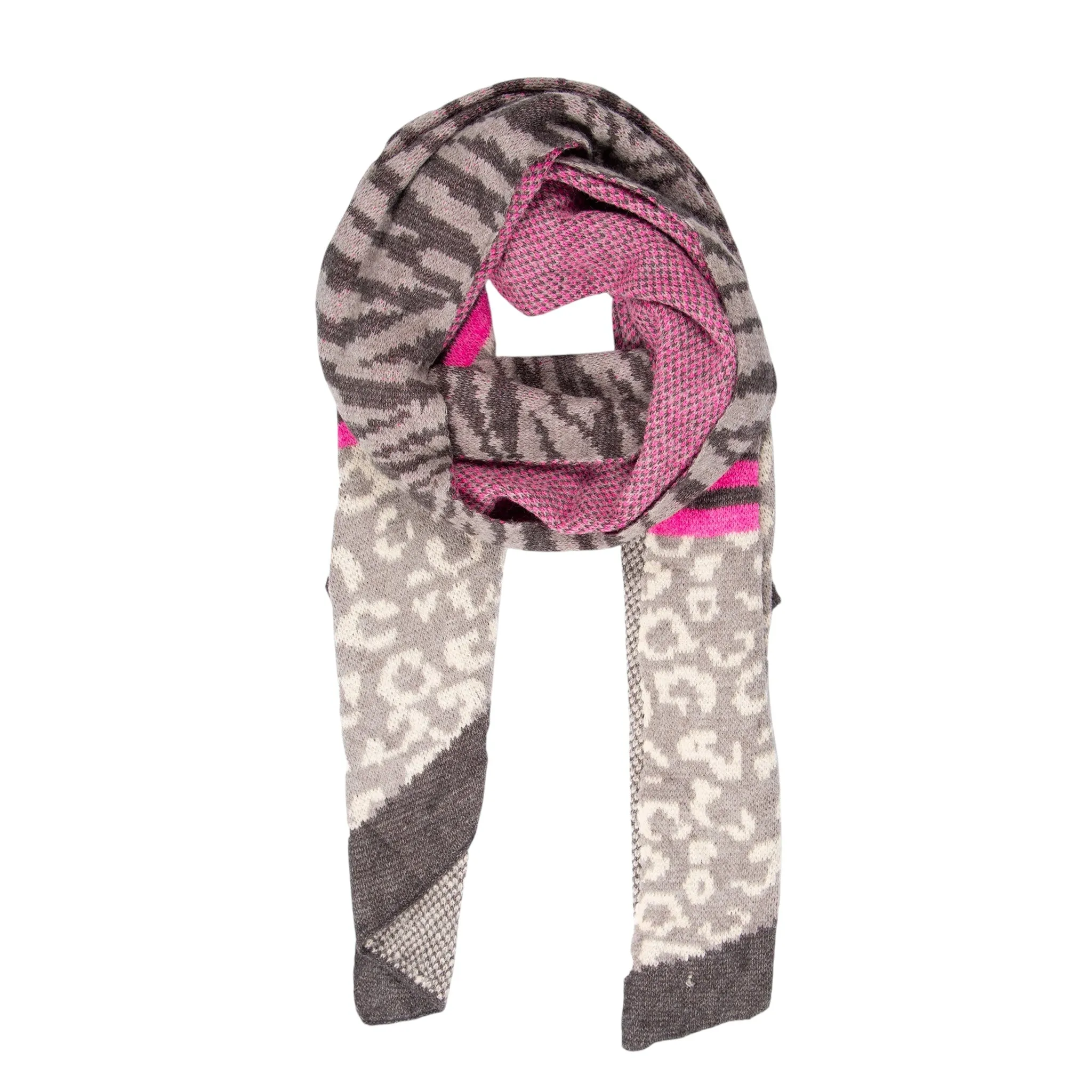 MSH Mara Heavy Weight Scarf Fuchsia and Grey