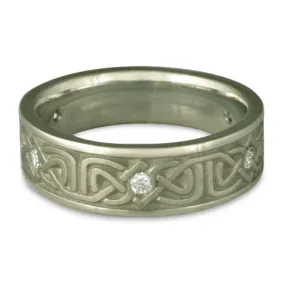 Narrow Labyrinth Wedding Ring with Diamonds in Palladium