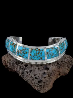 Native American Natural Turquoise Inlay Cuff Bracelet